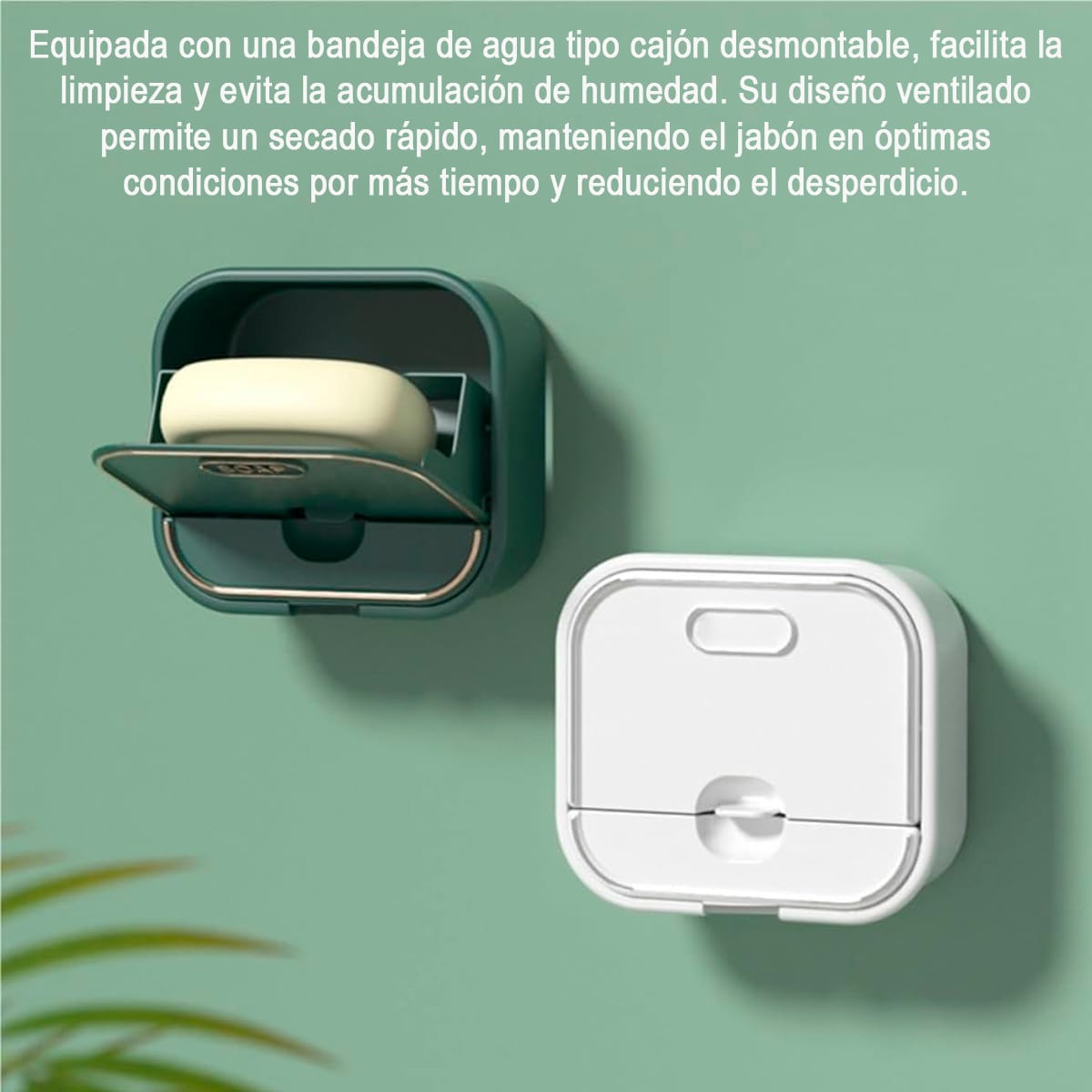 Jabonera De Ducha Adhesiva De Pared Con Tapa Y Drenaje - Imagen 6