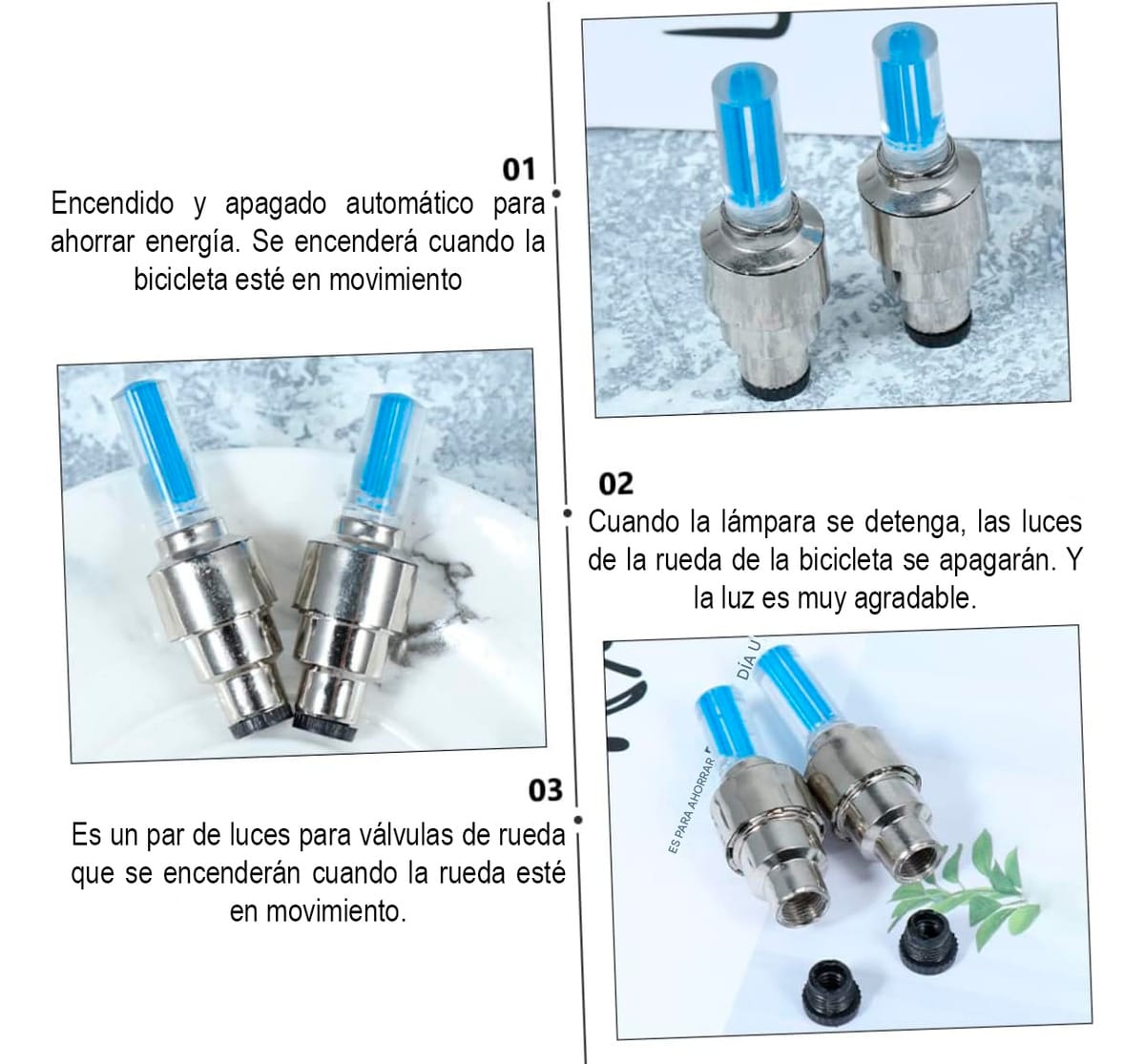 Tapa De Válvula Con Luz Led Para Rueda Bici O Moto Pack X2 - Imagen 3