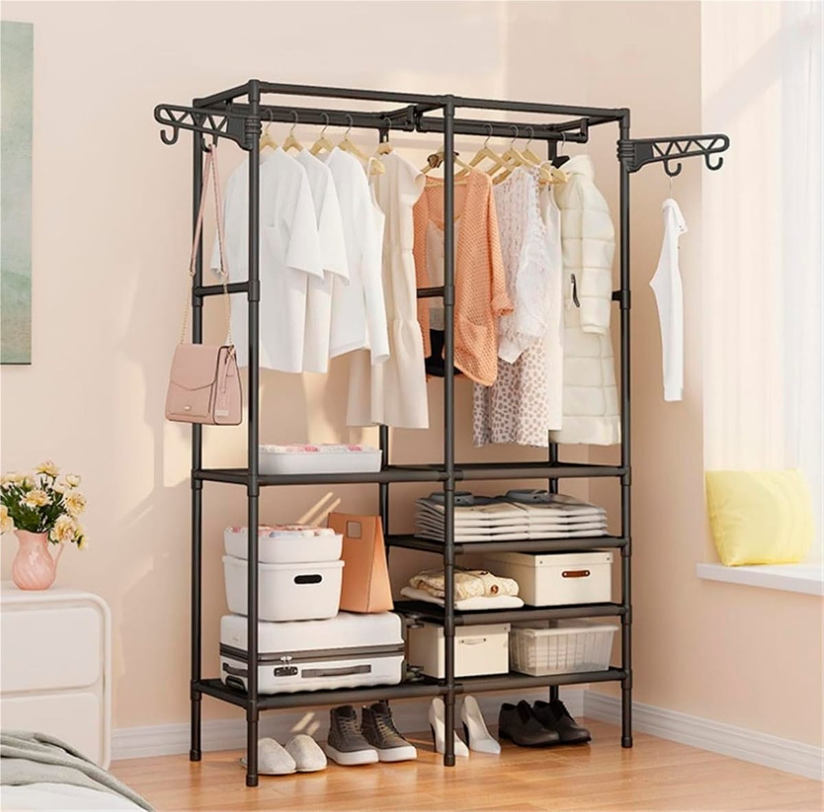 Ropero Multifuncional De Ropa Con Percheros Y Estantes Rack - Imagen 8