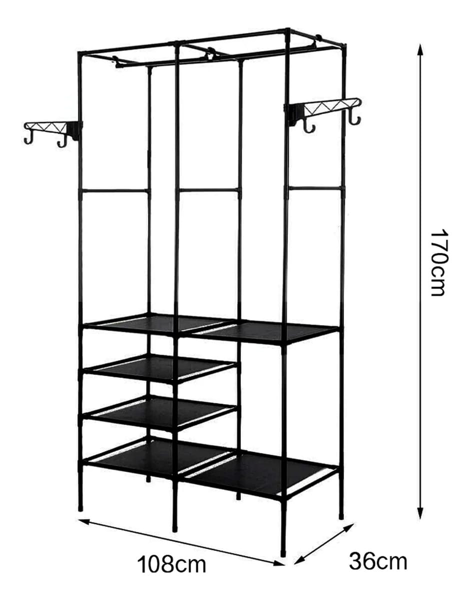 Ropero Multifuncional De Ropa Con Percheros Y Estantes Rack - Imagen 6