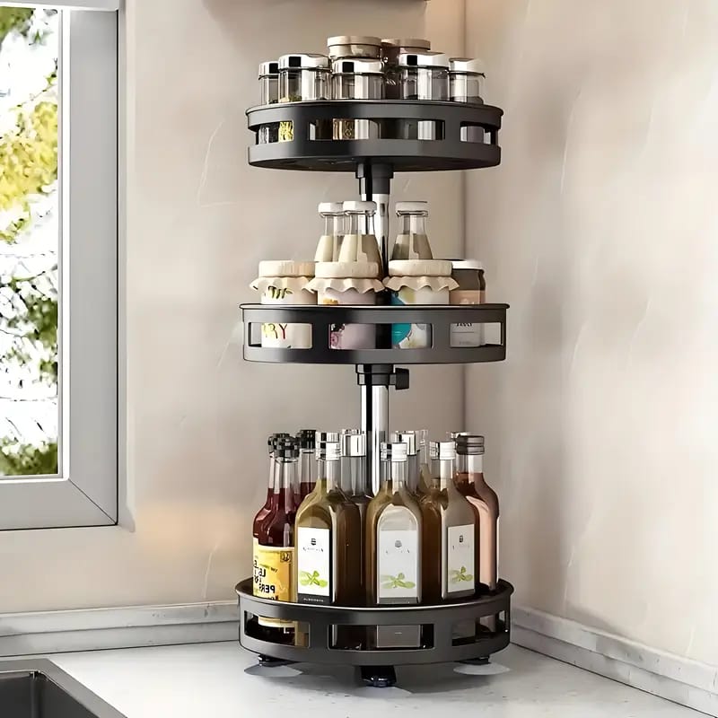 Organizador Giratorio De 3 Niveles Cocina Baño Rota 360° - Imagen 3