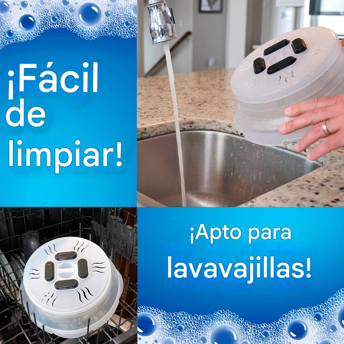 Tapa Protectora De Plato De Microondas Plegable Altura 10 Cm - Imagen 7