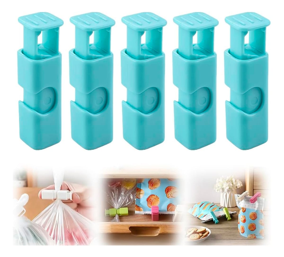 Clip Sellador Cierre Bolsas Alimentos Pack X4 Reutilizables - Imagen 6