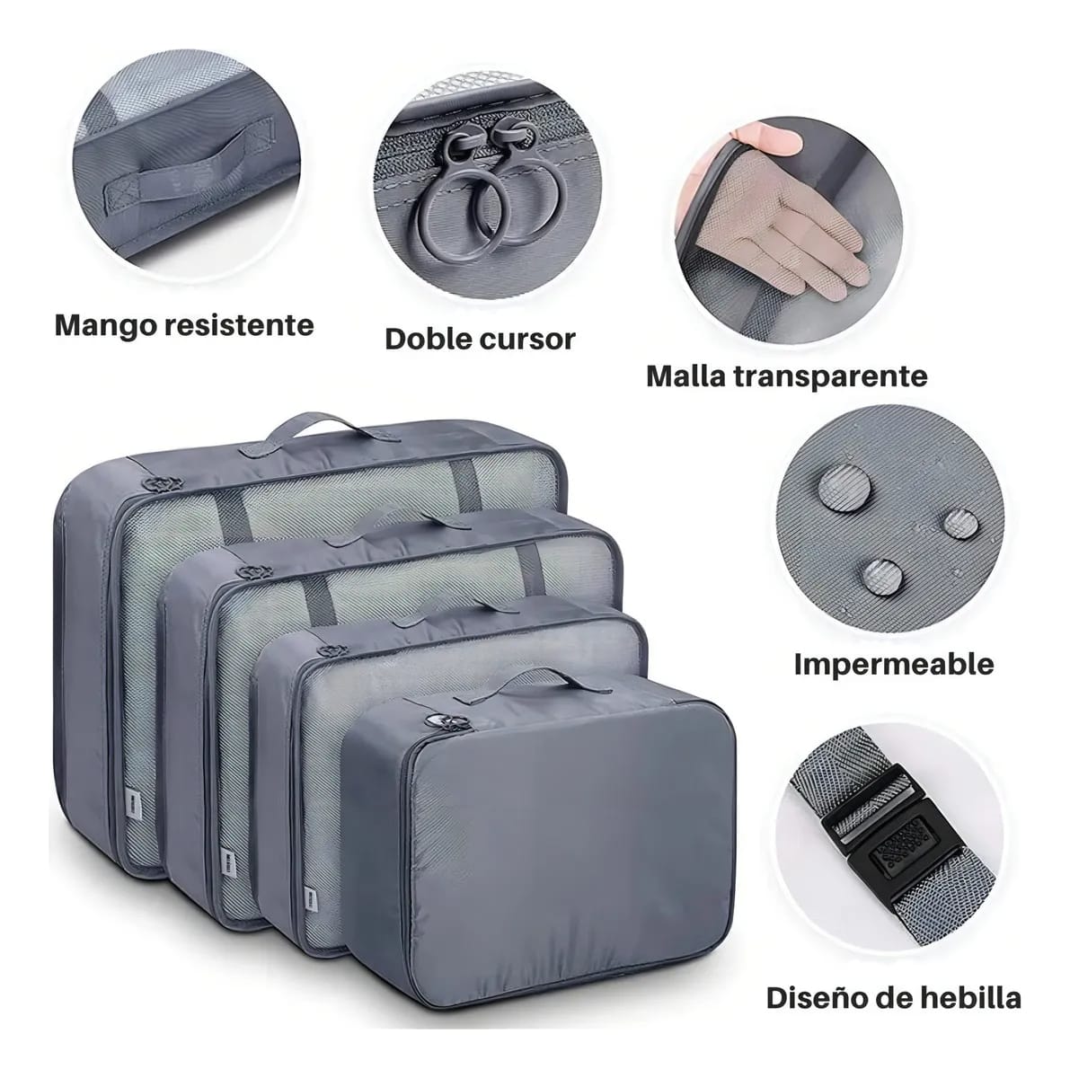 Set 8 Organizadores Bolsos De Valija Maleta Equipaje Viaje - Imagen 5