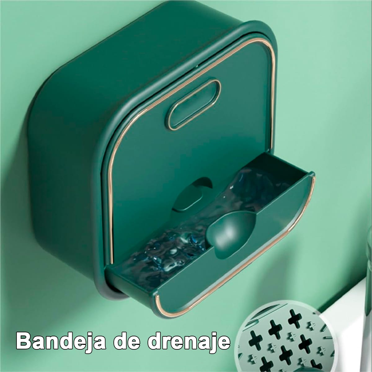 Jabonera De Ducha Adhesiva De Pared Con Tapa Y Drenaje - Imagen 5