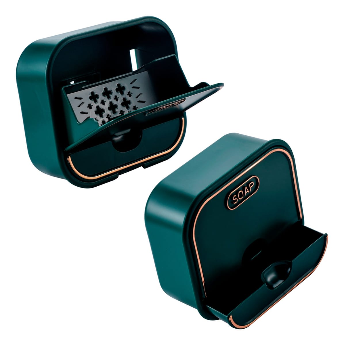 Jabonera De Ducha Adhesiva De Pared Con Tapa Y Drenaje - Imagen 7