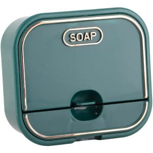 Jabonera De Ducha Adhesiva De Pared Con Tapa Y Drenaje
