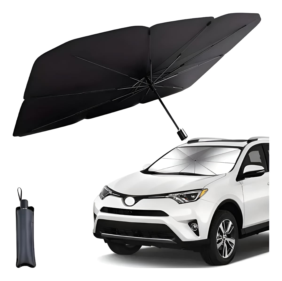 Parasol De Auto Parabrisas Forma De Paraguas Sol Portatil
