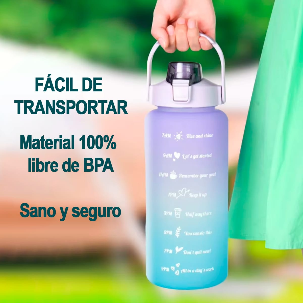 Botella De Agua Deportiva 2 L Con Frases Motivadoras - Imagen 6