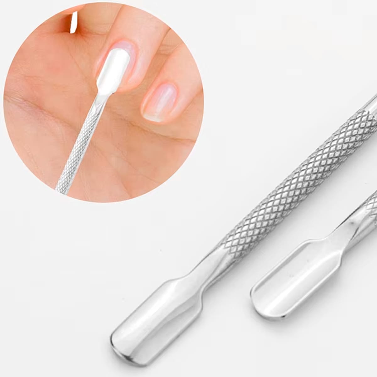 Repujador De Cutícula De Uñas Acero Inoxidable Doble Cabezal - Imagen 2