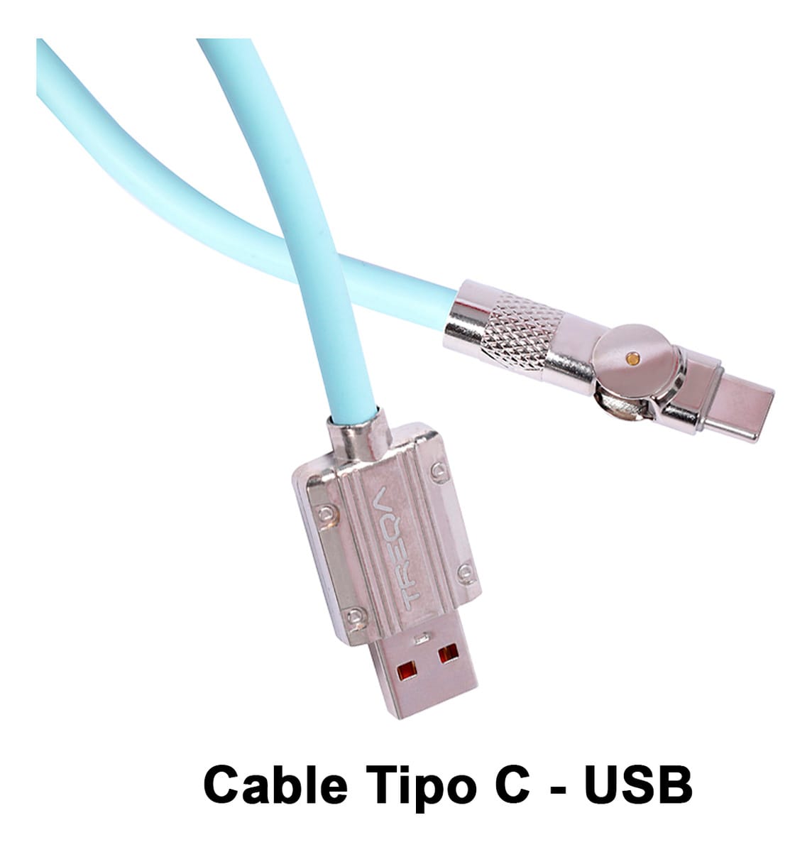 Cable Tipo C A Usb Entrada Giratoria 180 Grados 1mt Treqa - Imagen 3