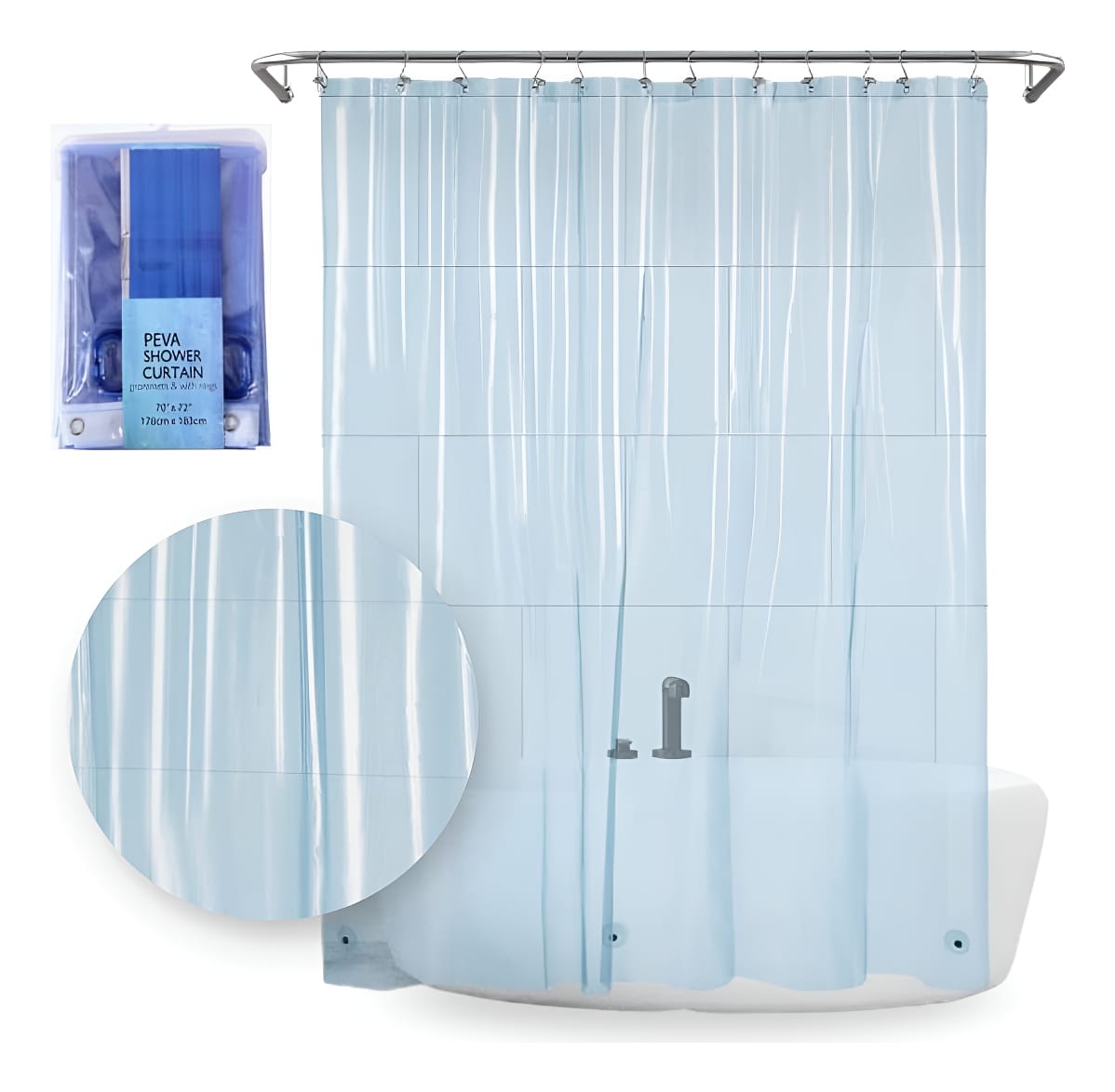 Cortina De Baño Traslucida 180x180 Cm Impermeable Y Antimoho - Imagen 10