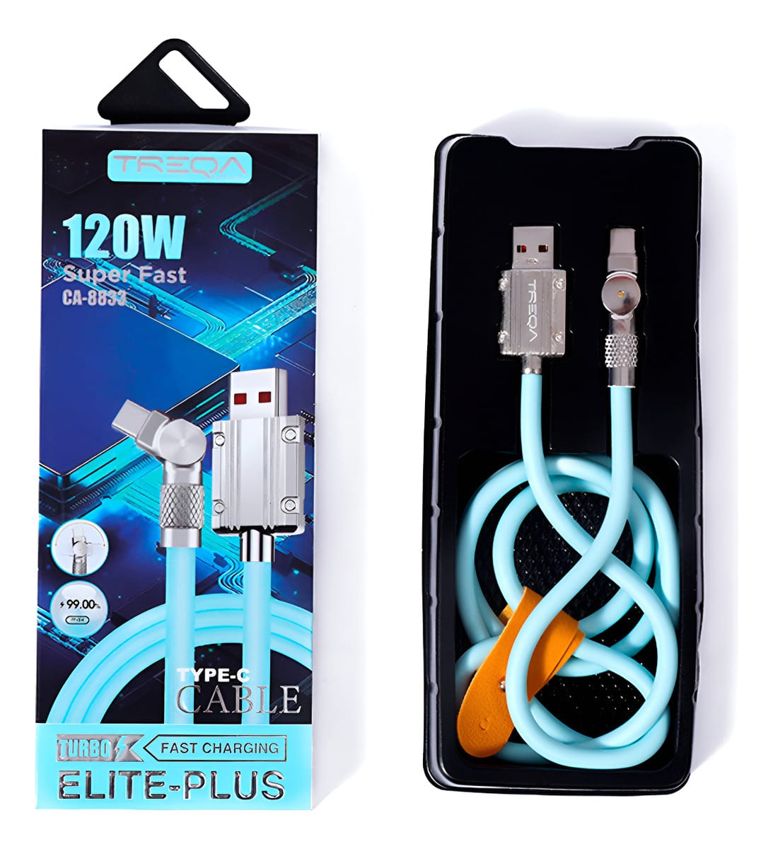 Cable Tipo C A Usb Entrada Giratoria 180 Grados 1mt Treqa - Imagen 8