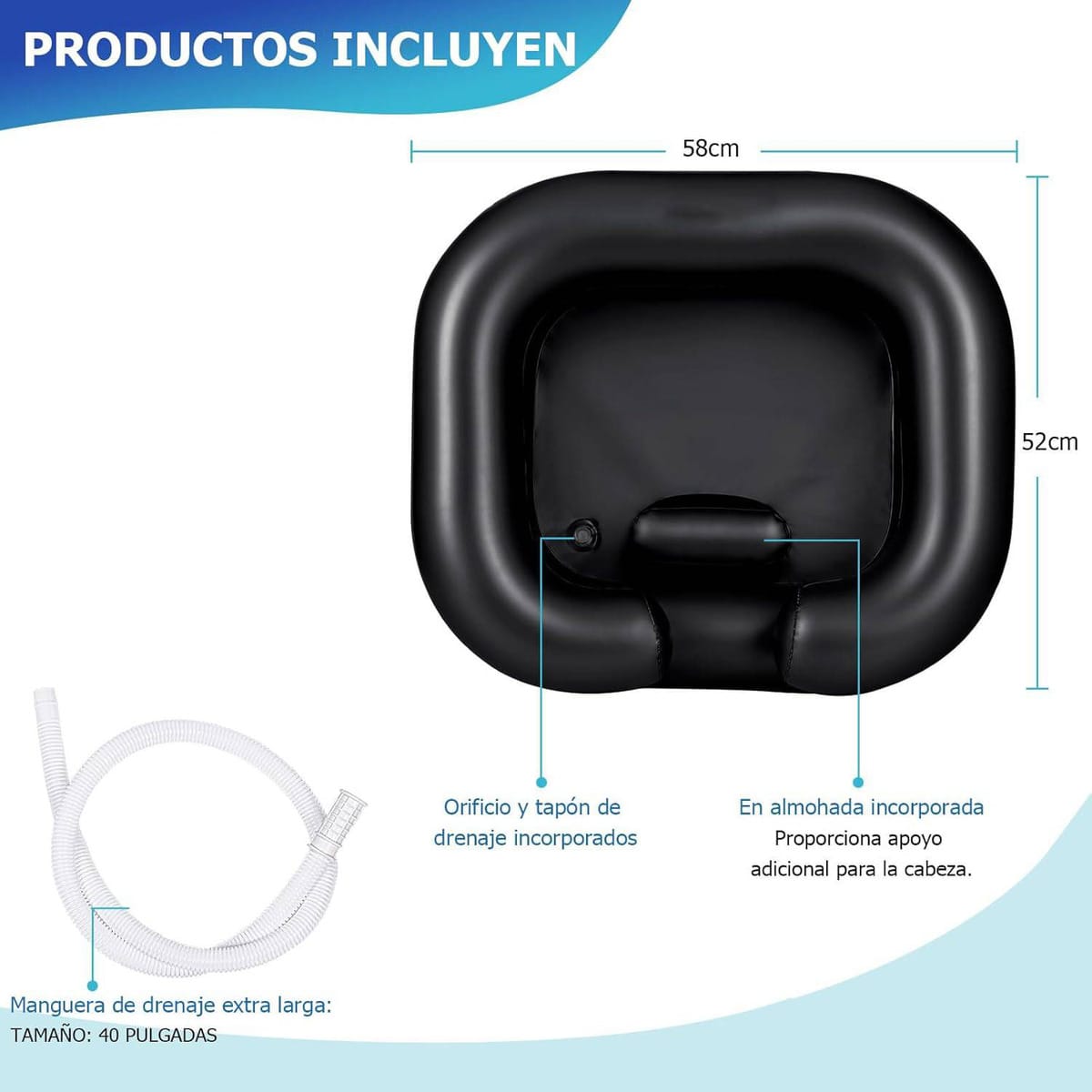 Lavado Portátil Inflable Para Lavar El Cabello En Cama Hogar - Imagen 3