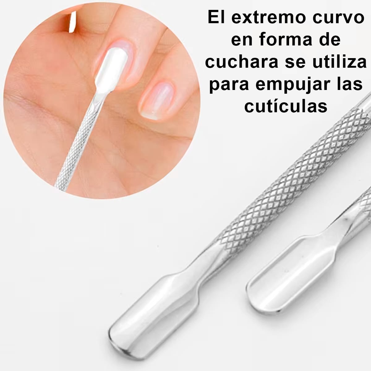 Repujador De Cutícula De Uñas Acero Inoxidable Doble Cabezal - Imagen 6
