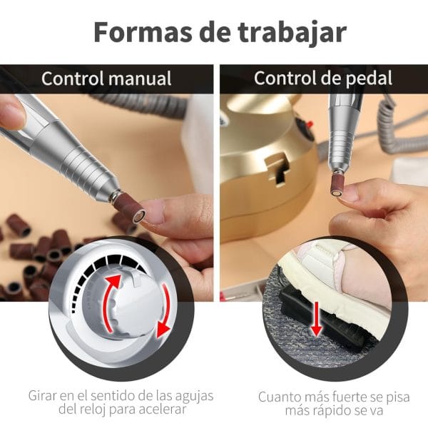 Torno De Uñas Manos O Pies 35000rpm Profesional Con Pedalera - Imagen 3