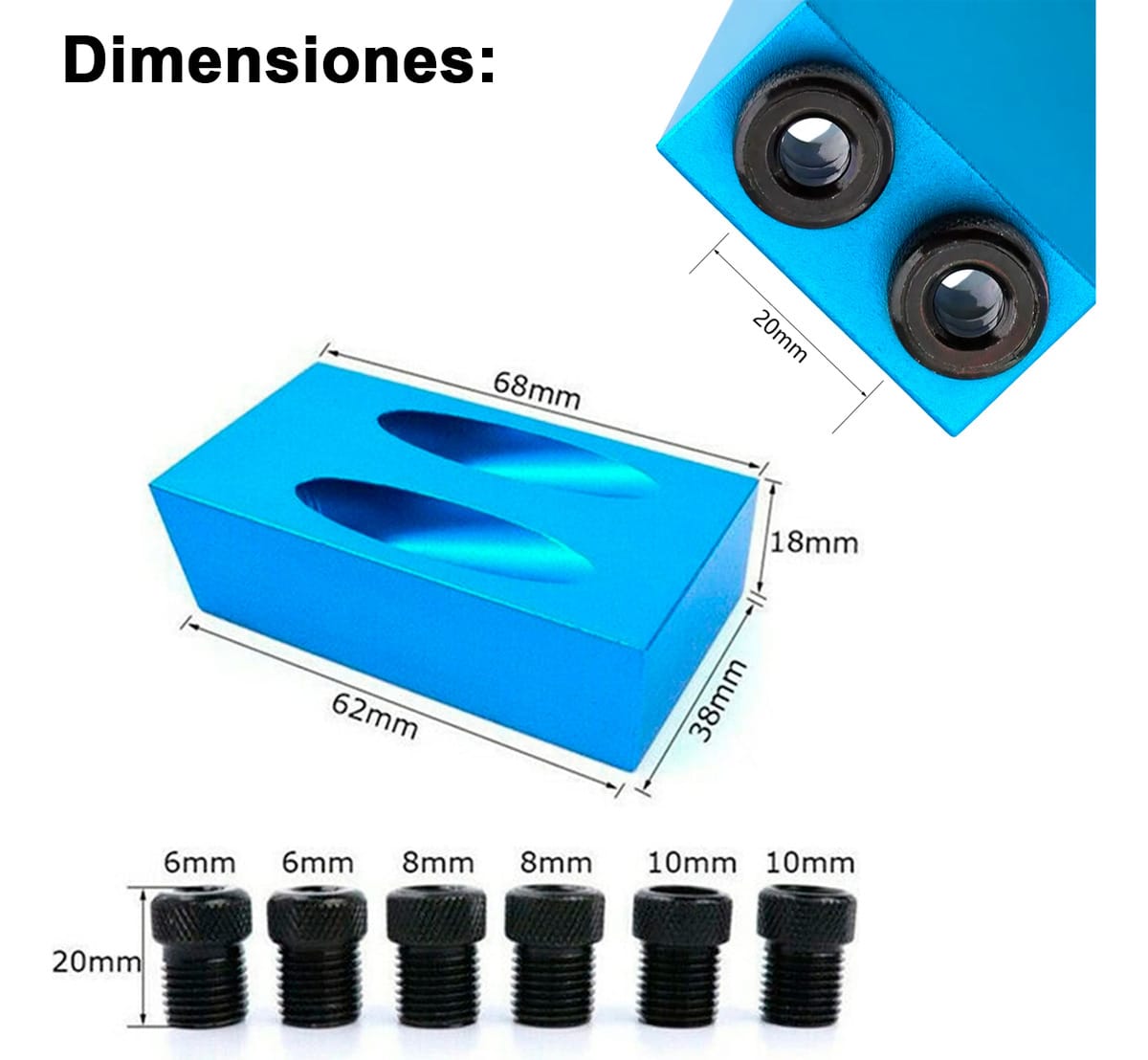 Posicionador Punzón De Carpintería 15° 3 Brocas De 6/8/10 Mm - Imagen 7