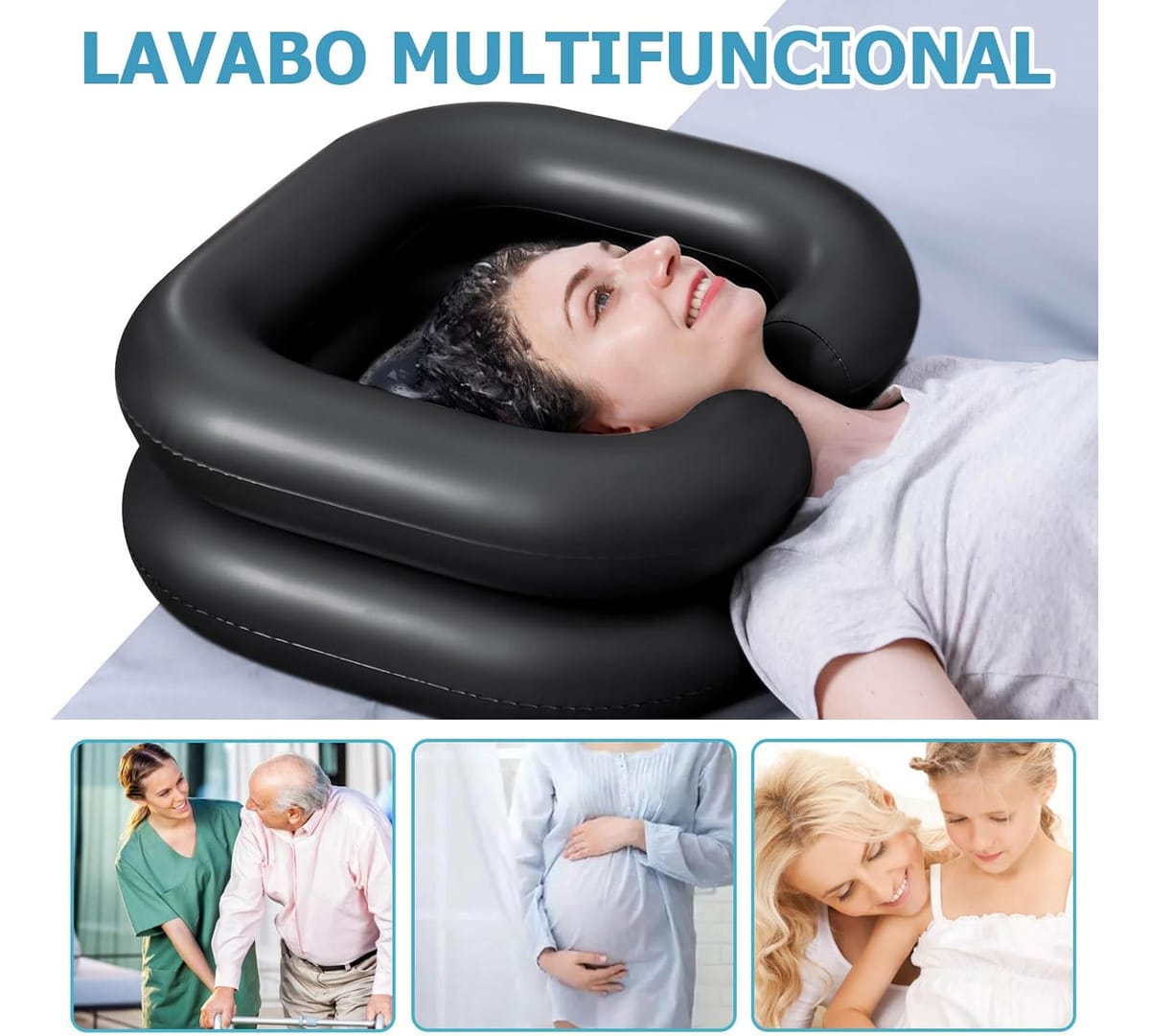 Lavado Portátil Inflable Para Lavar El Cabello En Cama Hogar - Imagen 5