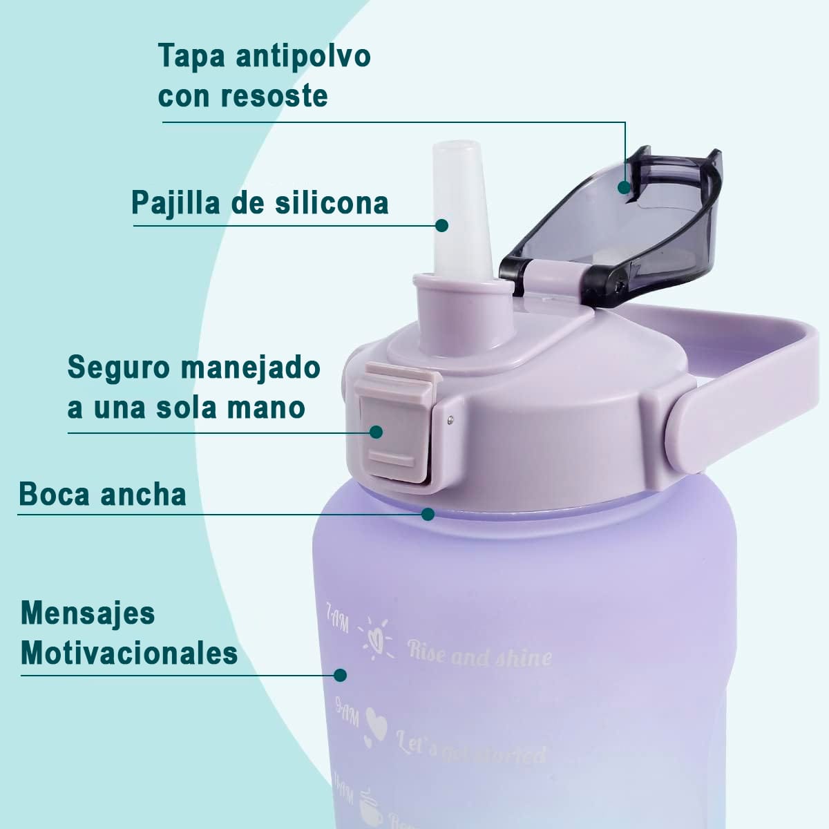 Botella De Agua Deportiva 2 L Con Frases Motivadoras - Imagen 5