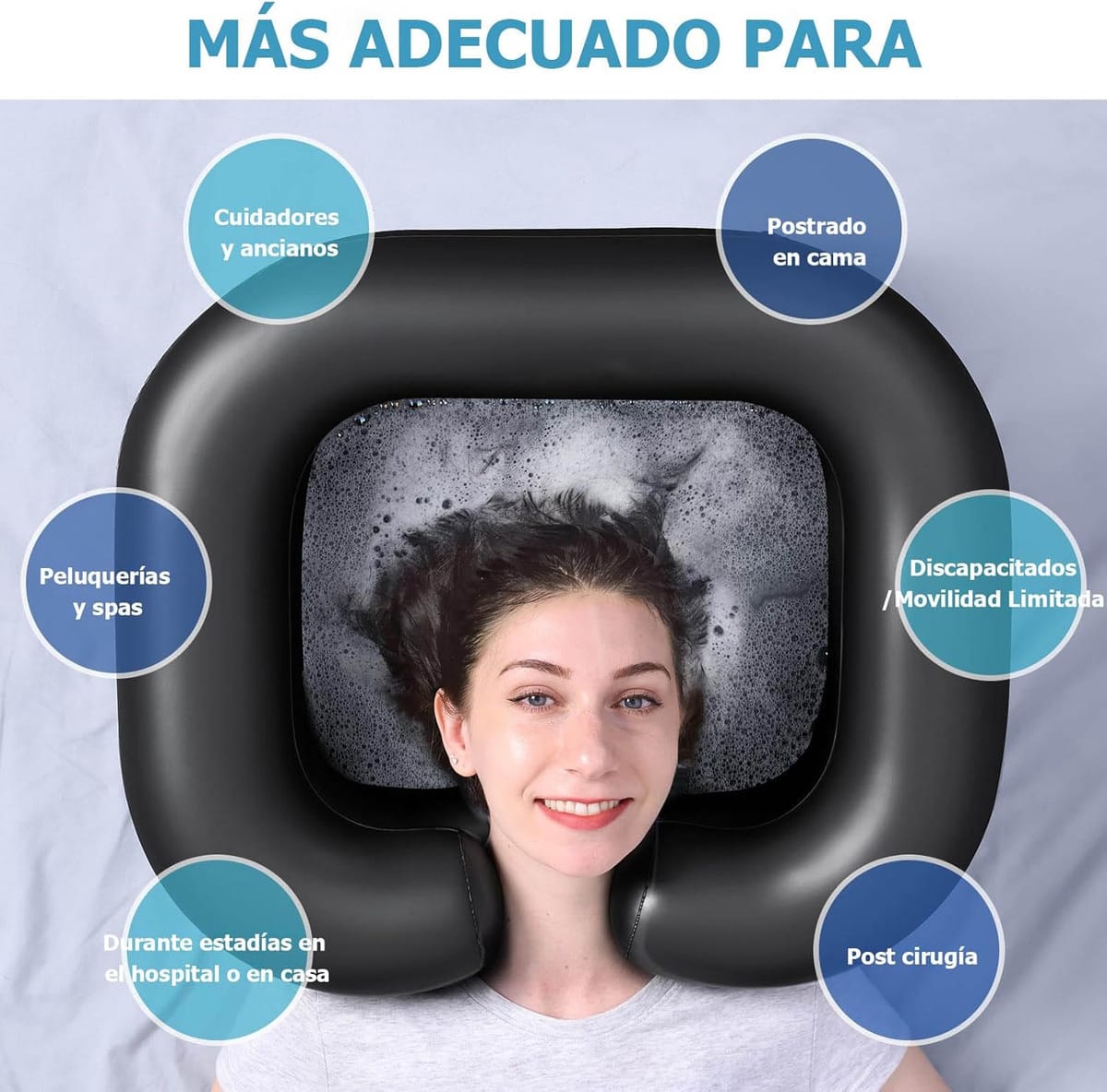 Lavado Portátil Inflable Para Lavar El Cabello En Cama Hogar - Imagen 6