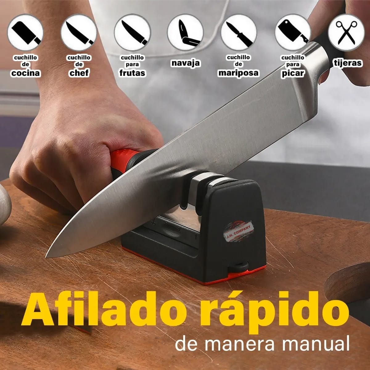 Afilador Cuchillo Tijera Manual 3 Medidas Mango Ergonomico - Imagen 3