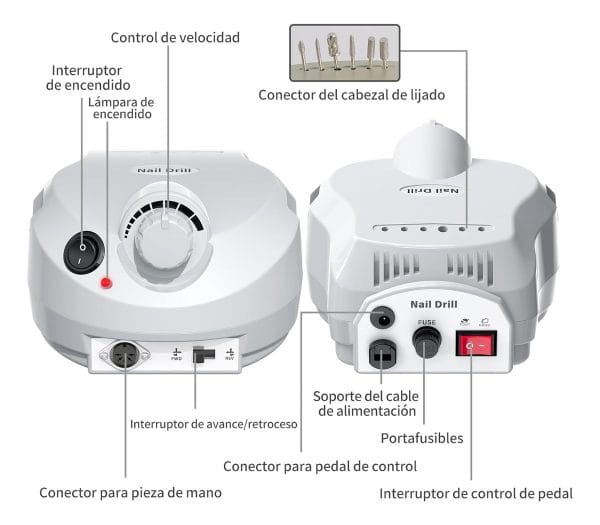Torno De Uñas Manos O Pies 35000rpm Profesional Con Pedalera - Imagen 8