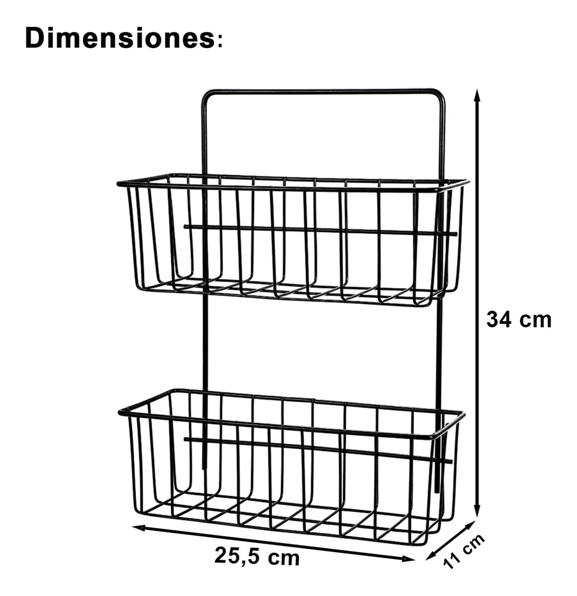 Organizador Colgante Canastos 2 Estantes Niveles Hierro - Imagen 7