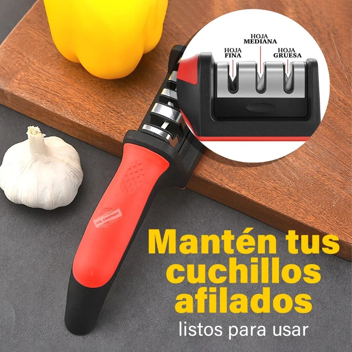 Afilador Cuchillo Tijera Manual 3 Medidas Mango Ergonomico - Imagen 5