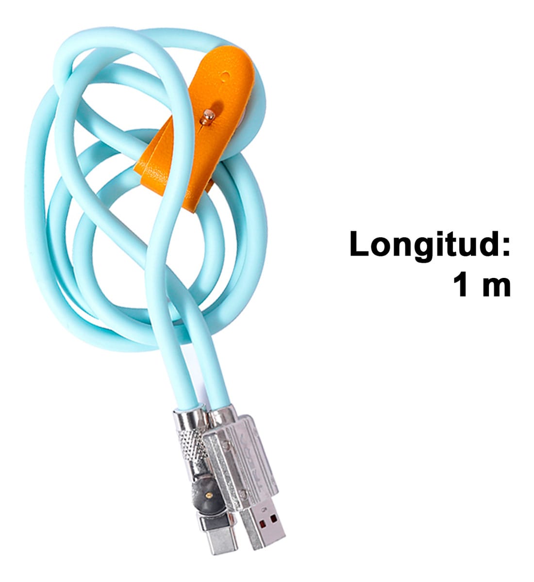 Cable Tipo C A Usb Entrada Giratoria 180 Grados 1mt Treqa - Imagen 5