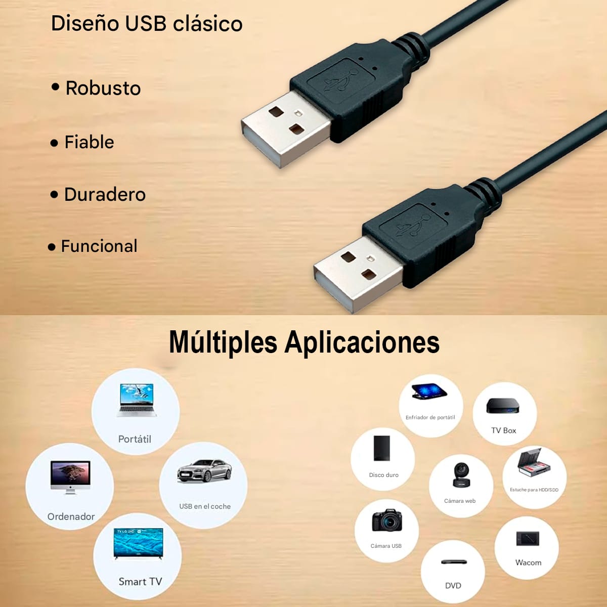 Cable Usb Macho A Usb Macho 2.0 1,5 Metros Color Negro - Imagen 5