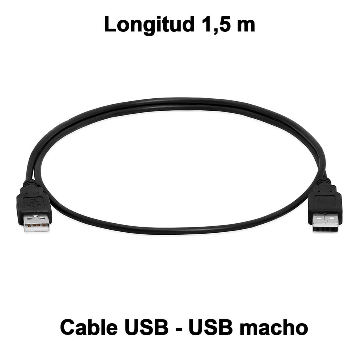 Cable Usb Macho A Usb Macho 2.0 1,5 Metros Color Negro - Imagen 3