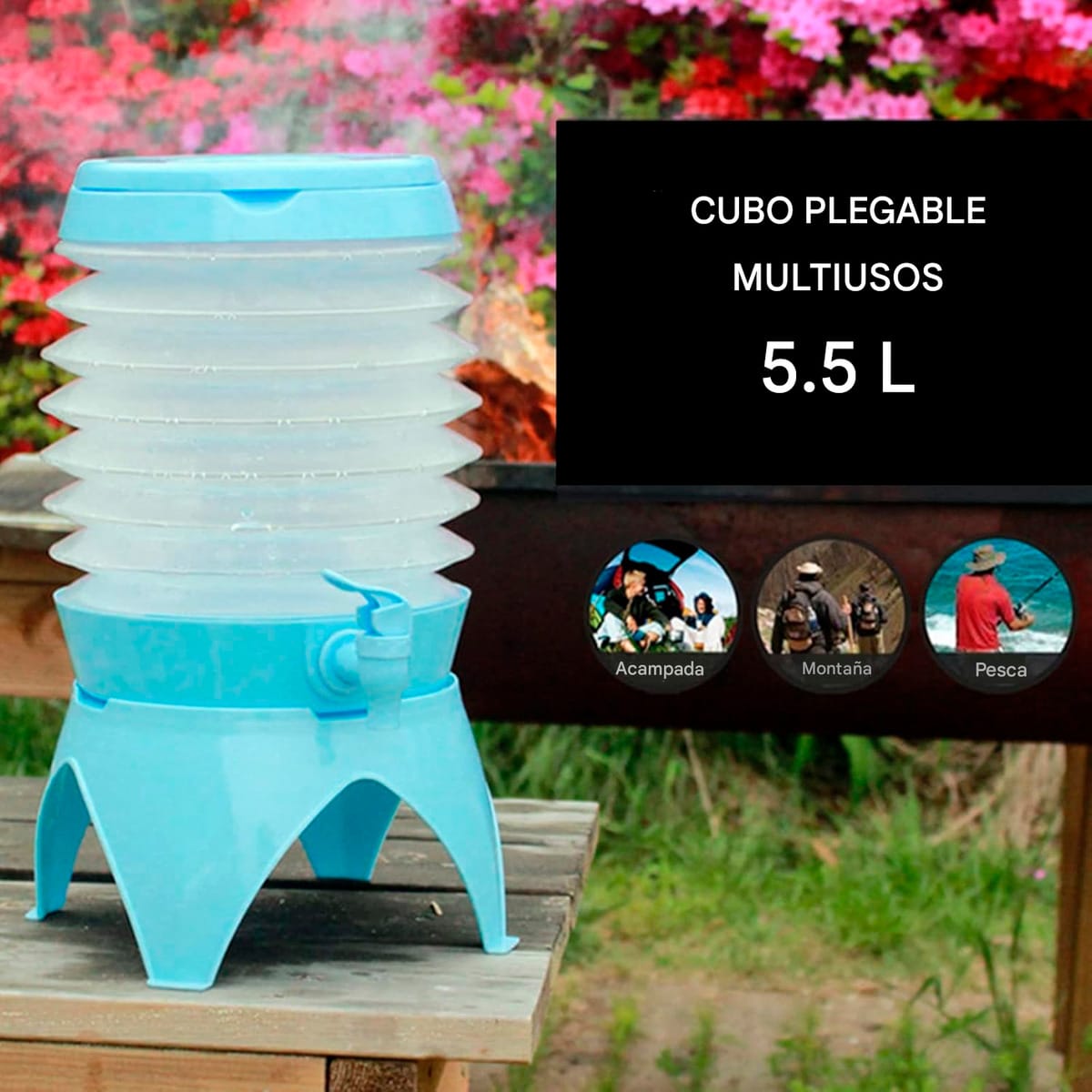 Bidón Para Agua Plegable 5.5 L Portátil Camping Y Fiestas - Imagen 3
