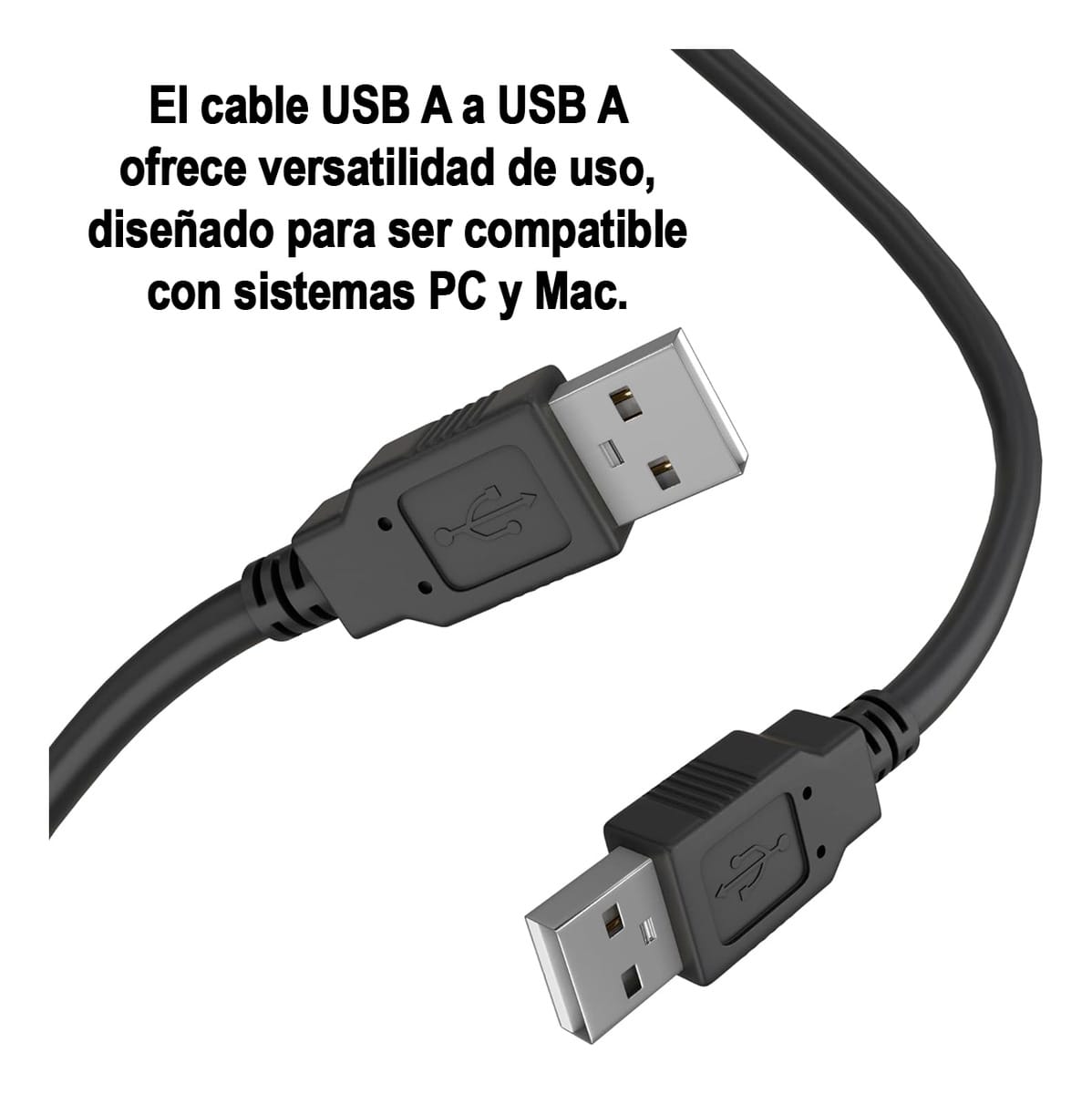 Cable Usb Macho A Usb Macho 2.0 1,5 Metros Color Negro - Imagen 2