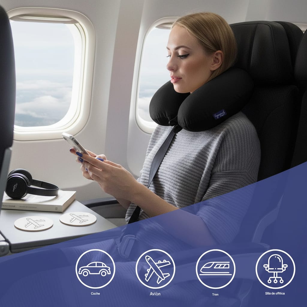 Almohada De Viaje Para Cuello Con Espuma Viscoelástica - Imagen 3