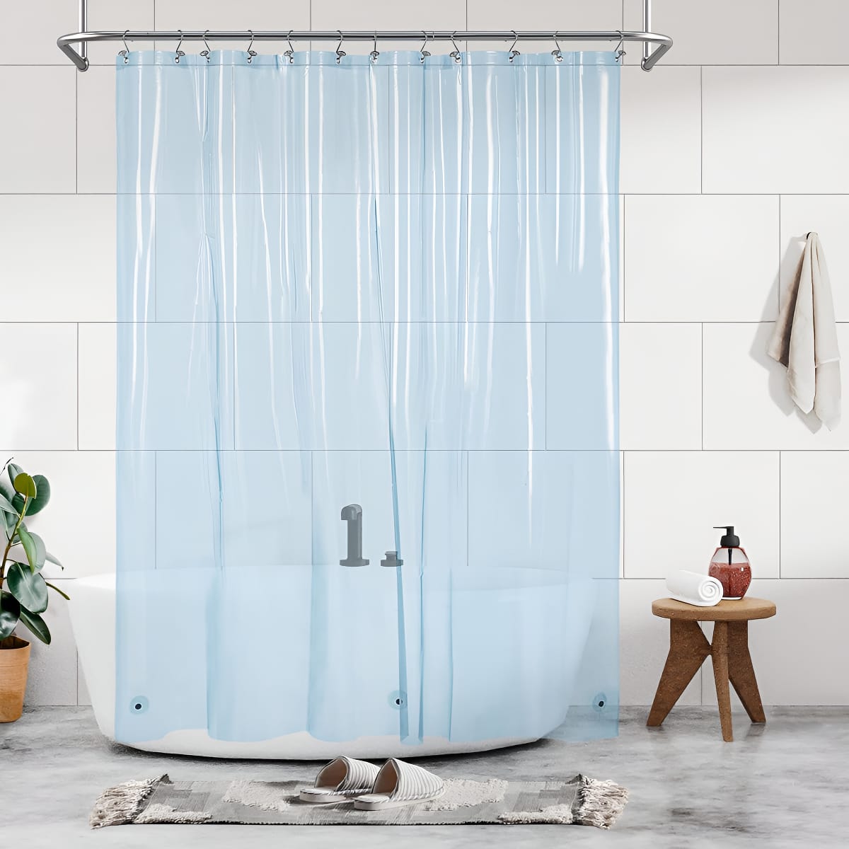 Cortina De Baño Traslucida 180x180 Cm Impermeable Y Antimoho - Imagen 5