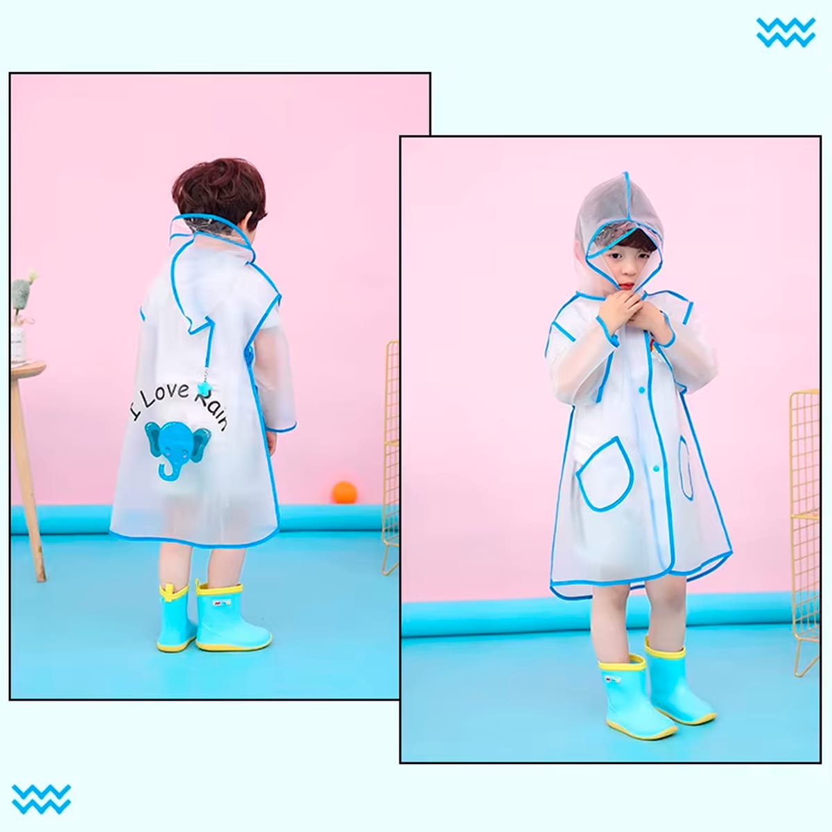 Capa De Lluvia Transparente Bolsillos Para Niños Talla Unica - Imagen 7