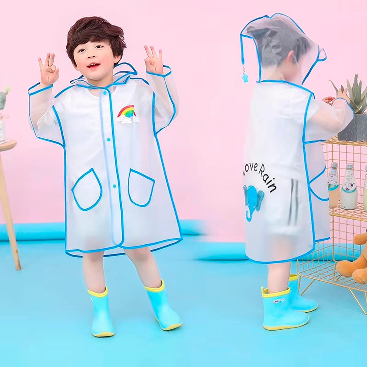 Capa De Lluvia Transparente Bolsillos Para Niños Talla Unica - Imagen 6