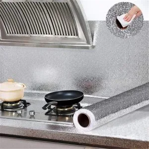 Protector Cocina Mesada Salpicaduras Rollo 200x60cm Plateado