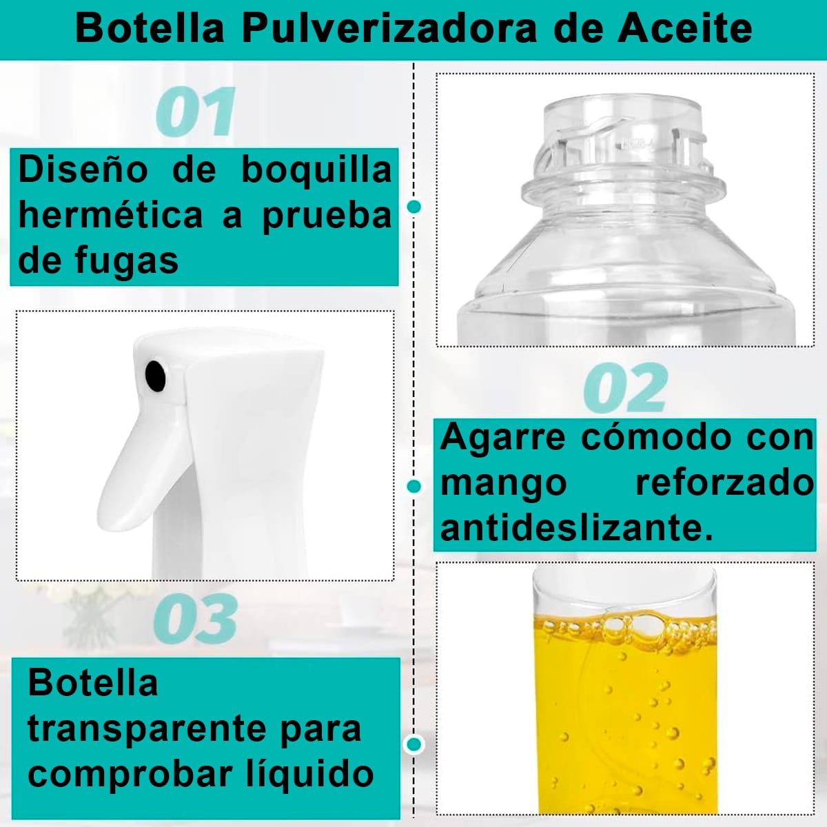Aceitero Y Condimentero Multiusos Con Pulverizador 200 Ml - Imagen 3