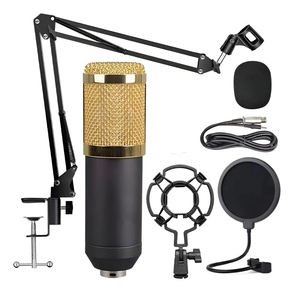 Microfono Con Condensador + Brazo Articulado + Accesorios