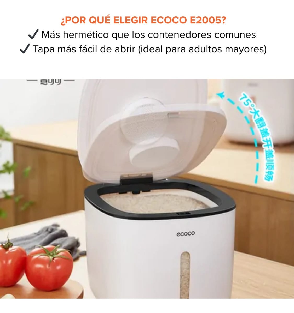 Contenedor Para Arroz Grande Almacenamiento Tapa Automatica - Imagen 5