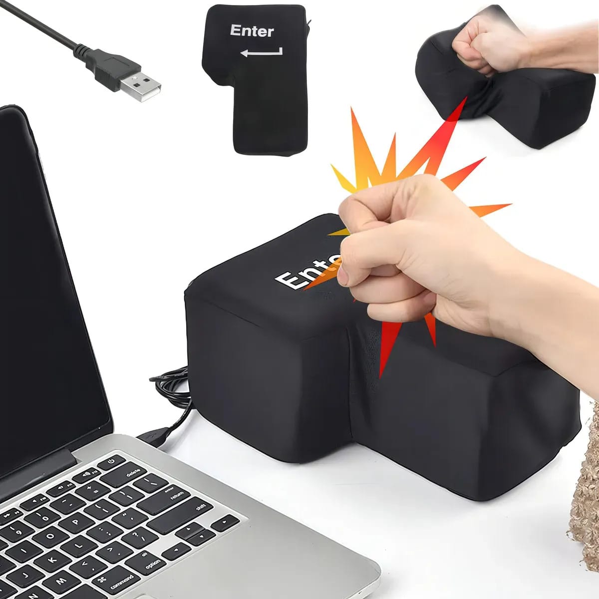 Tecla Enter Gigante Usb Antiestres Keypad Color Negro - Imagen 2