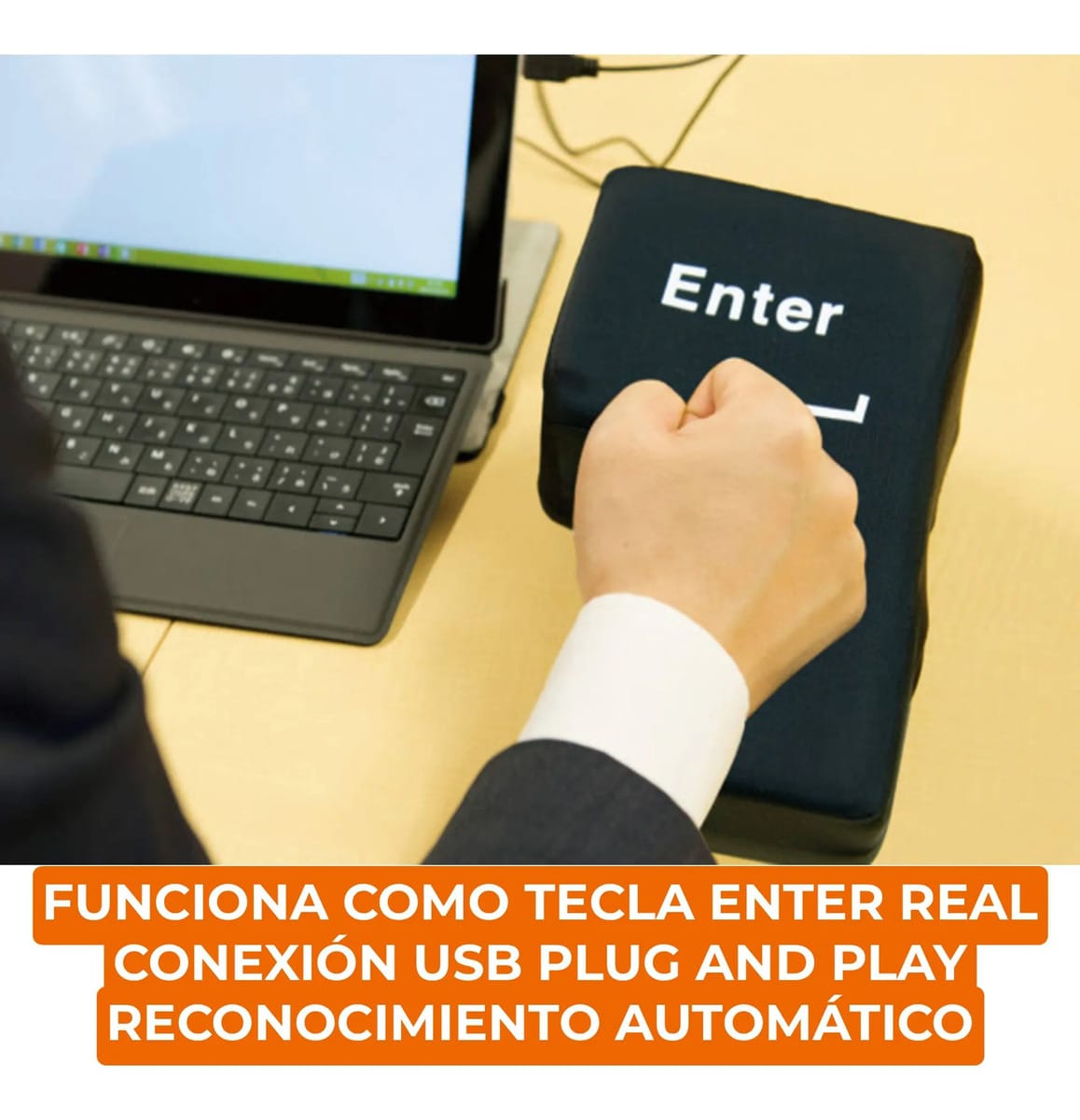 Tecla Enter Gigante Usb Antiestres Keypad Color Negro - Imagen 3