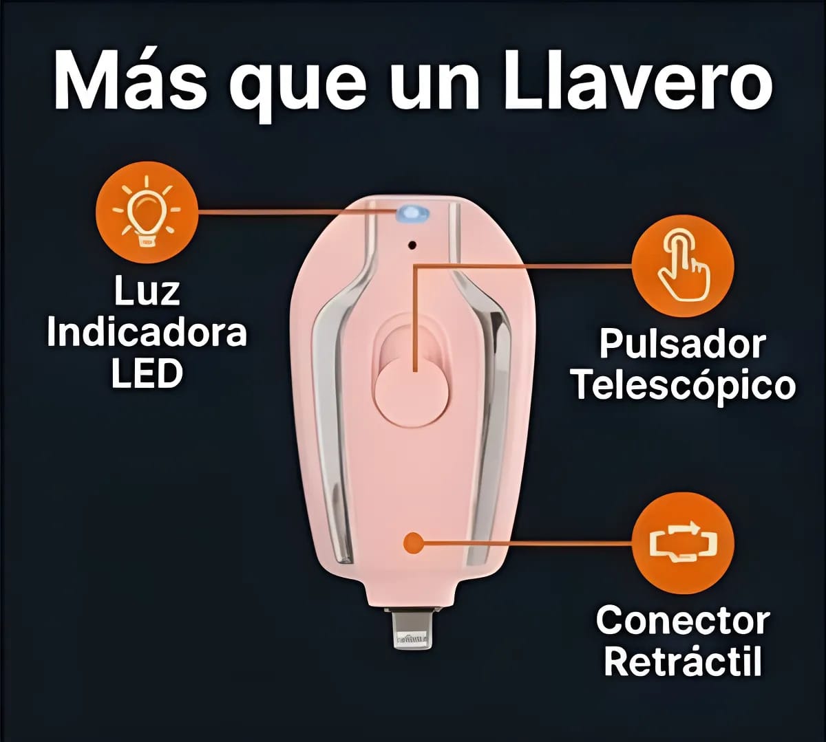 Power Bank Llavero 1000 Mah Lightning Cargador Portátil - Imagen 8