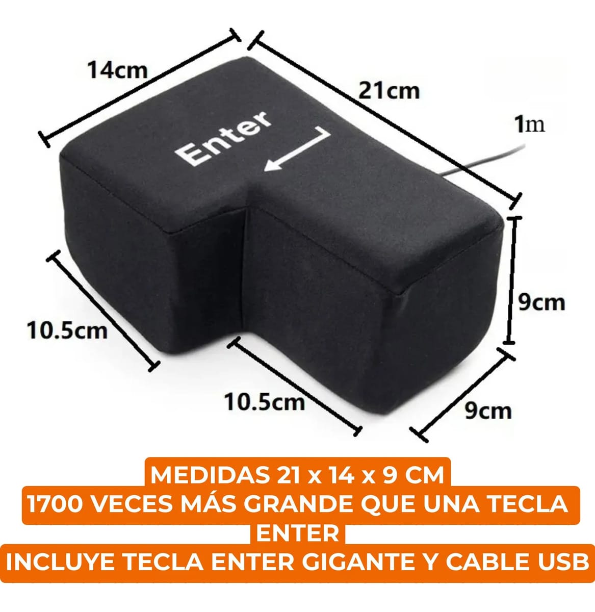Tecla Enter Gigante Usb Antiestres Keypad Color Negro - Imagen 7