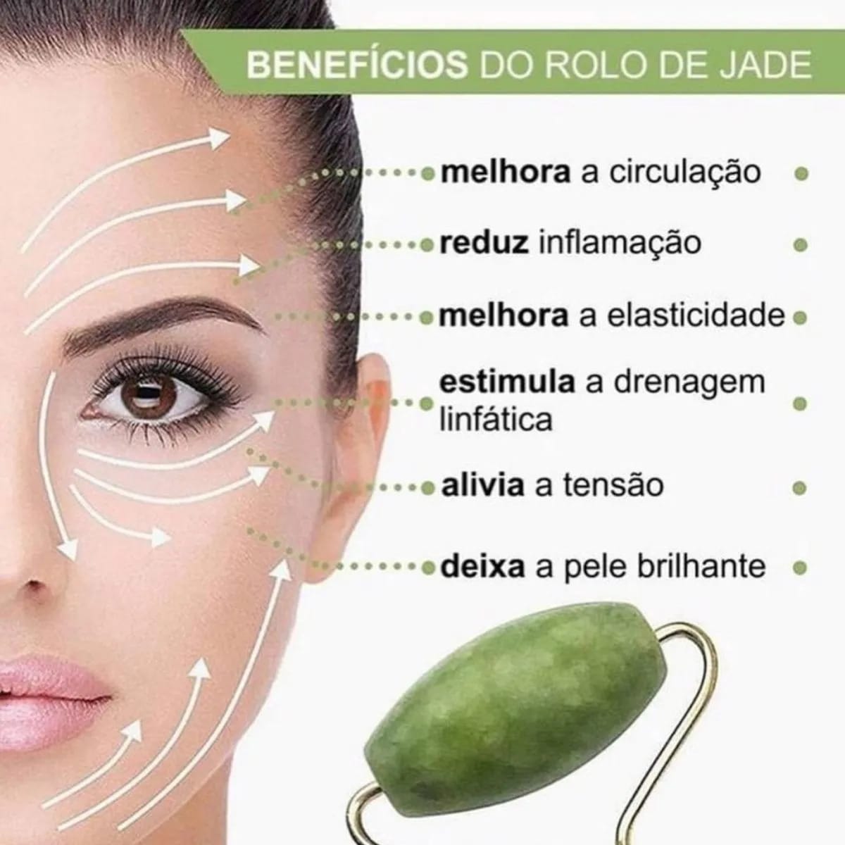 Rodillo Piedra Jade Masajeador Facial + Cepillo Exfoliante - Imagen 7