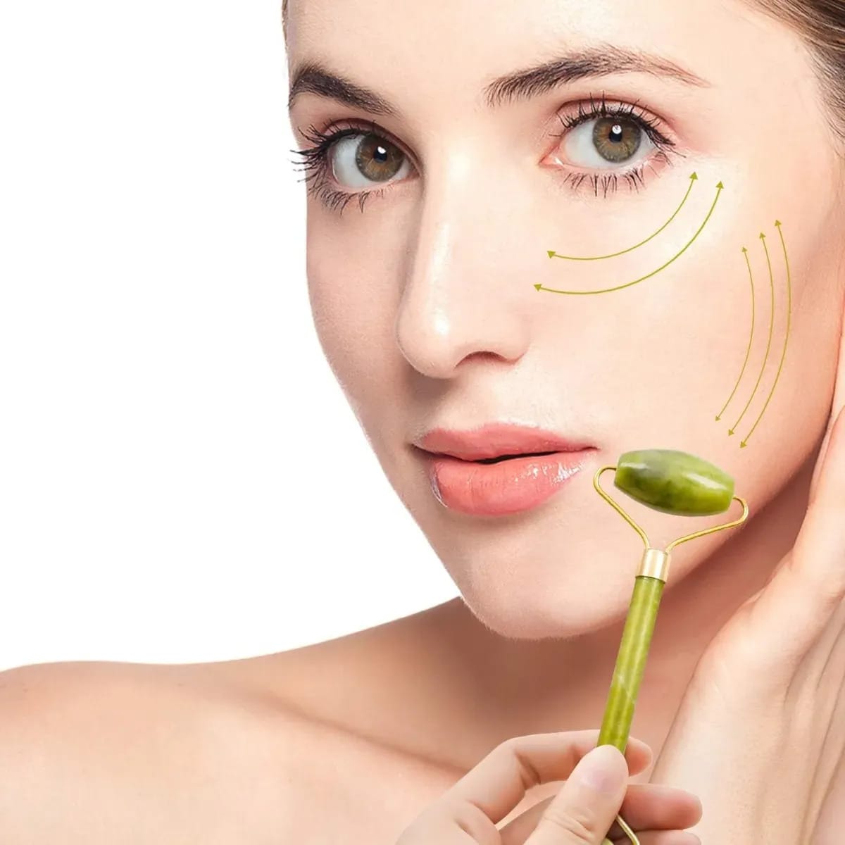 Rodillo Piedra Jade Masajeador Facial + Cepillo Exfoliante - Imagen 2