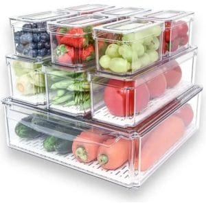 Set De 10 Organizadores De Heladera Con Tapas Transparentes