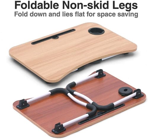 Mesa Bandeja Apoyo Cama Desayuno Picnic Plegable Porta Vaso - Imagen 8
