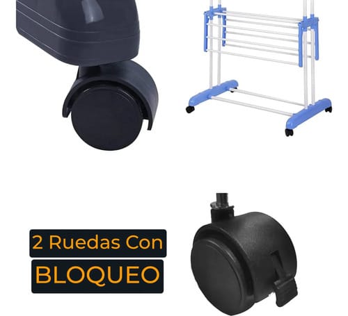 Tendedero Ropa Tender Plegable De Pie Acero Inox Con Ruedas - Imagen 4